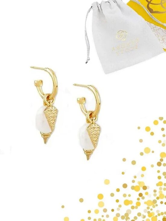 Kendra Scott Jewelry - Kendra Scott Demi Gold Huggie Earrings in White Baroque Pearl NWOT